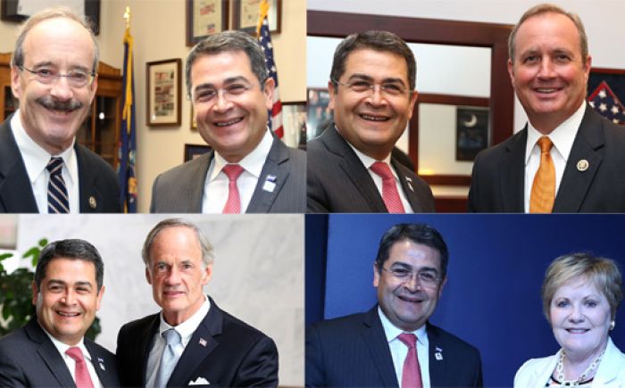 El presidente de Honduras durante su visita a congresistas