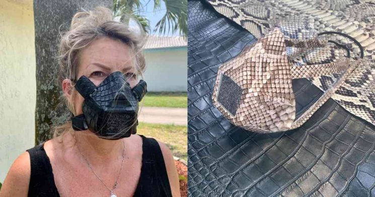 Artesano crea tapabocas con piel de reptiles