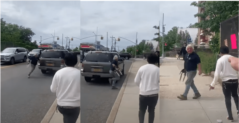 hombre ataca a manifestantes