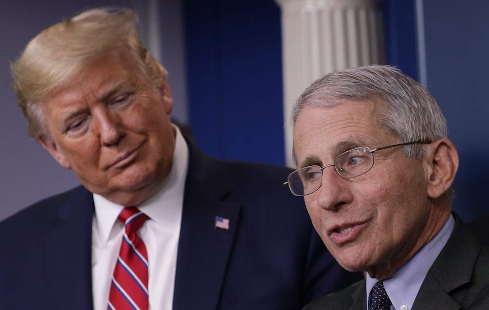 Donald Trump, y funcionarios de Salud Covid-19 en EEUU