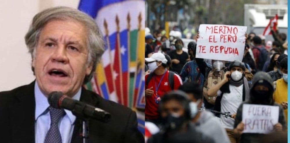 OEA no reconoce a Manuel Merino como presidente de Perú.