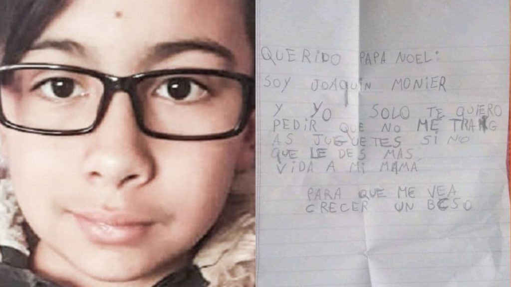 Niño le pide a Santa Claus salud para que su madre con cáncer lo vea crecer