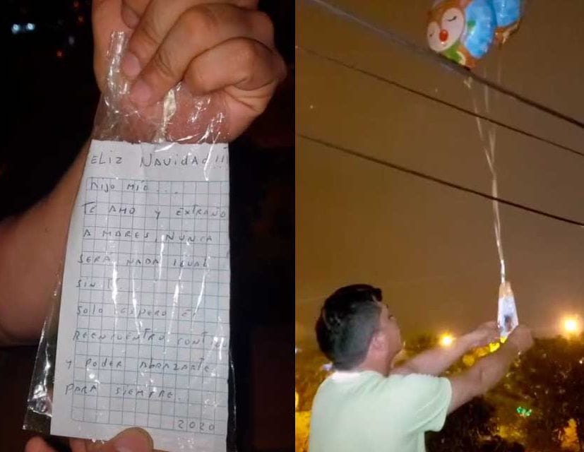 Padre manda mensaje de Navidad a su hijo muerto en un globo