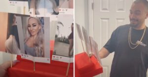Regalo de San Valentín: Mujer imprime las imágenes de las mujeres a las que su esposo daba like