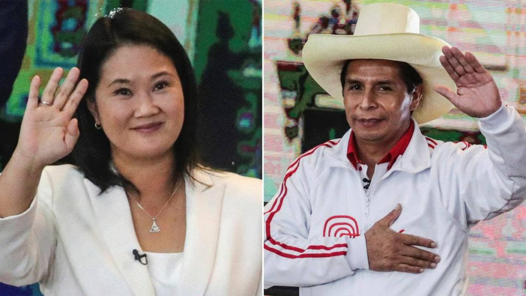 Con el 93% escrutado la diferencia se acorta entre Keiko Fujimori y Pedro Castillo