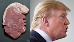 Artista gana premio internacional tras buscar por seis meses un filete con la cara de Trump
