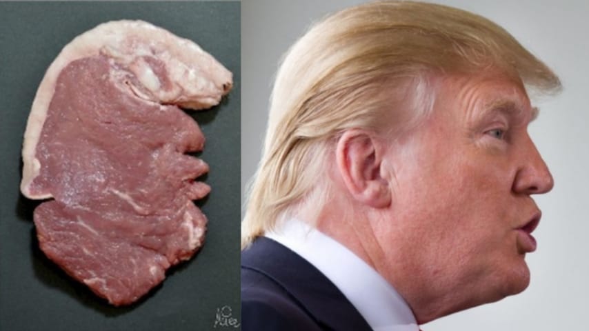 Artista gana premio internacional tras buscar por seis meses un filete con la cara de Trump