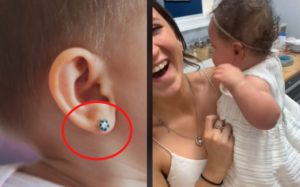 Madre recibe ataques en las redes sociales por presumir que perforó las orejas de su bebé