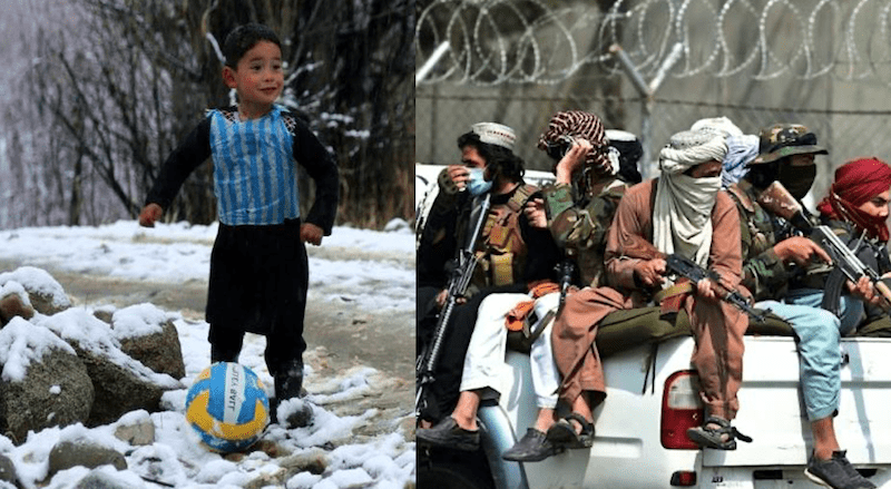Niño afgano de la camiseta de plástico de Messi en peligro tras quedar bajo el gobierno Talibán