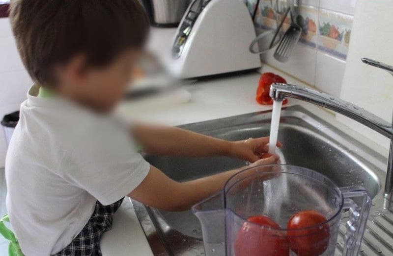 Niño trabaja en su casa a cambio de un dólar, pero al finalizar la semana debe devolver parte del pago