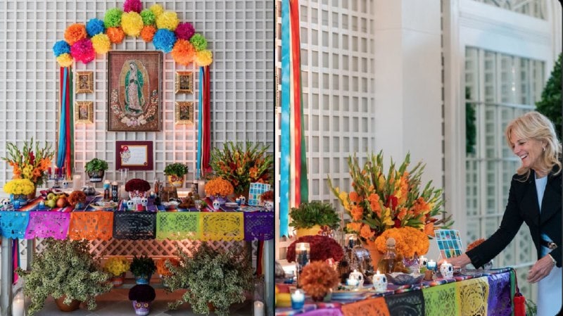 Gestión Biden coloca por primera vez una ofrenda de Día de los Muertos