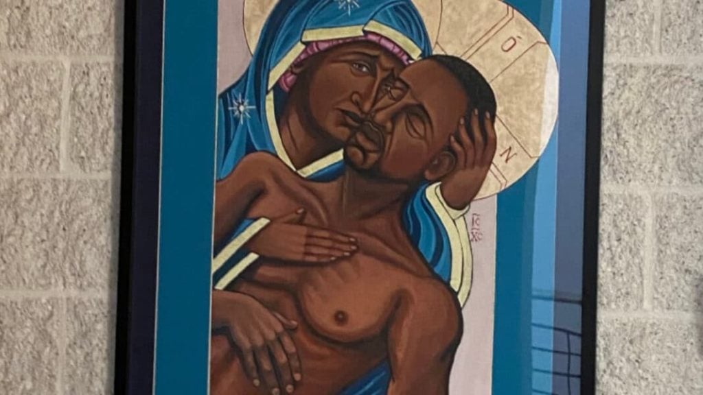 Polémica por pintura que exhibe a George Floyd como Jesucristo