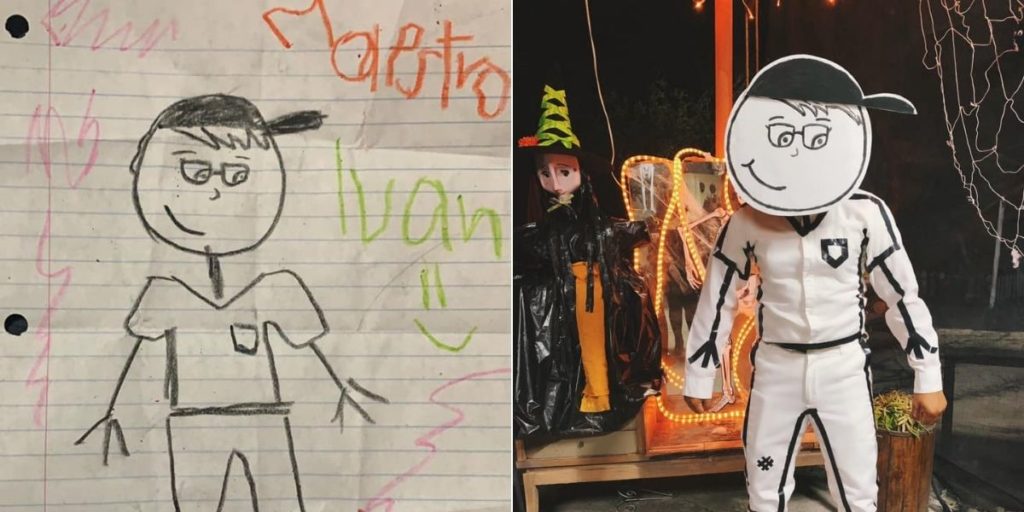 Un profesor se disfraza del dibujo que su alumna fallecida le hizo