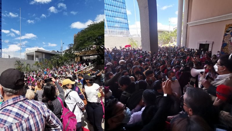 Histórico ingreso a Casa Presidencial de Honduras de un grupo maestros que protestaban