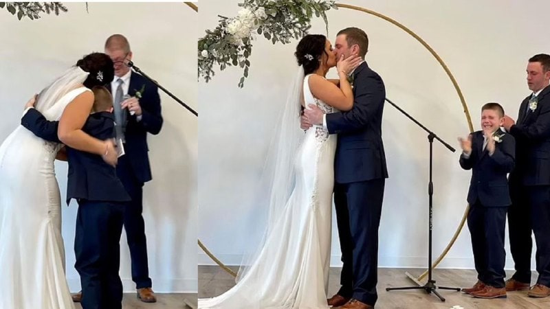 Novia incluye su hijastro en sus votos