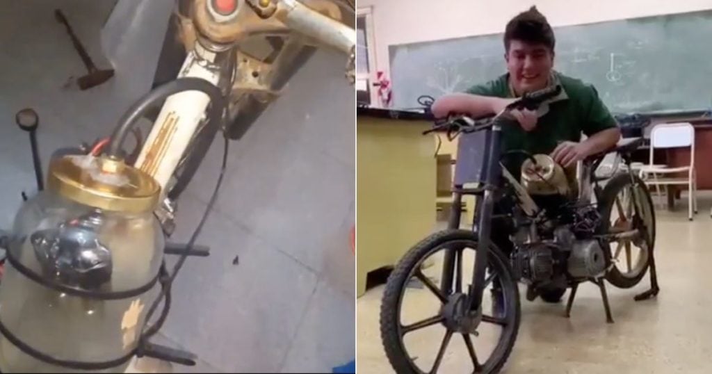 Joven latino crea motocicleta que funciona con agua salada