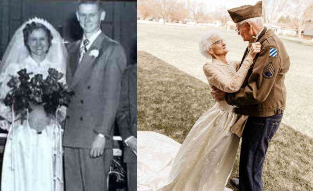 Abuelita celebra 70 años de matrimonio usando el vestido del día de su boda