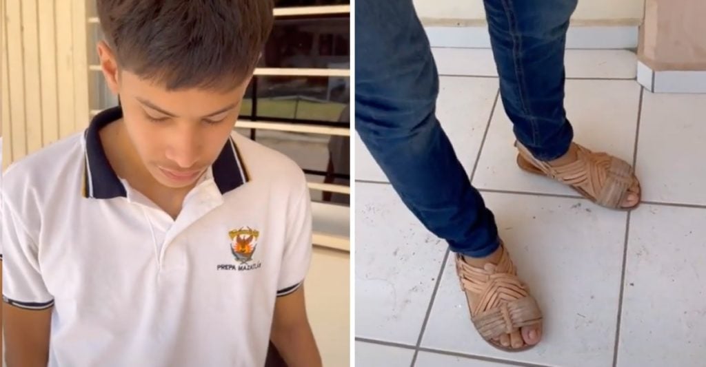 Padre obliga a su hijo a ir al colegio en sandalias por burlarse de los zapatos de su compañero