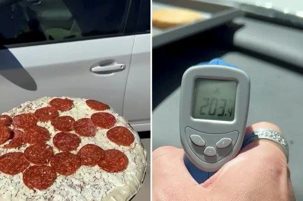 Joven cocina pizzas y hamburguesas en su carro por el intenso calor de 200 grados en Arizona
