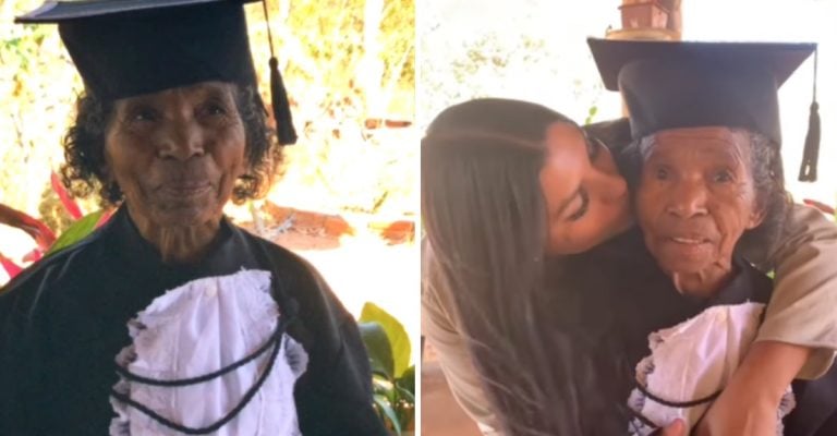 Joven cumple el sueño de su tía y le hace una graduación simbólica