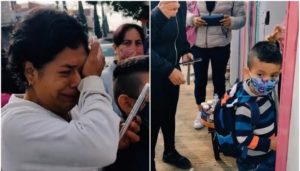 Critican a madre que lloró desconsoladamente al dejar a su hijo en su primer día de clase