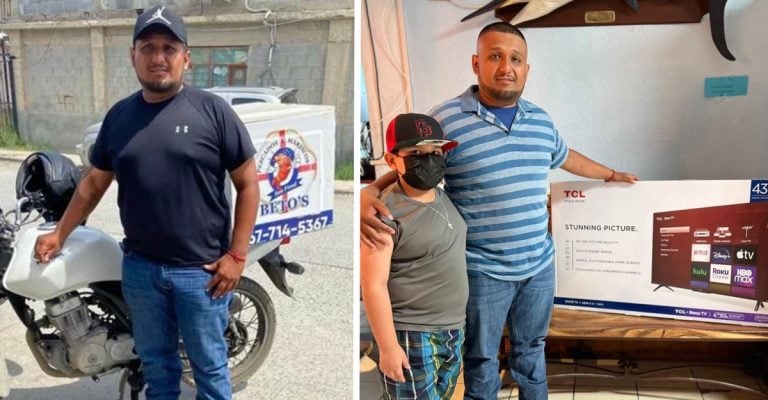 Jefe premia la honradez de un repartidor de mariscos