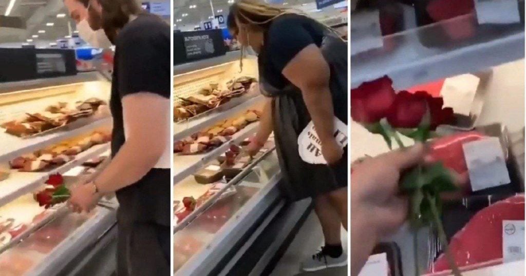 “velaron” y llevaron flores a bandejas de carne en un supermercado
