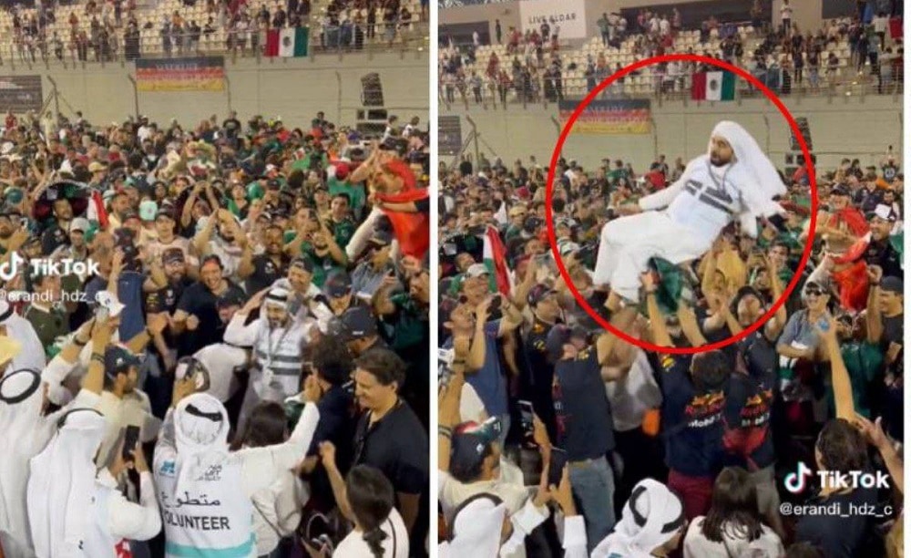 Aficionados mexicanos cargan y hacen “volar” a un ciudadano de Qatar