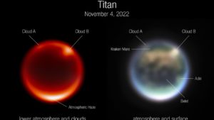 Webb observa nubes y revela detalles de la superficie de Titán
