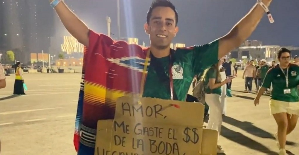 Aficionado mexicano se gasta el dinero de su boda en Qatar