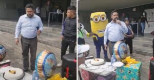 Desesperado padre organiza cumpleaños de su hija afuera de un juzgado para que exigir la dejen verla