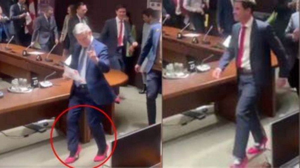 Políticos canadienses se ponen sus tacones rosas para protestar contra el abuso doméstico