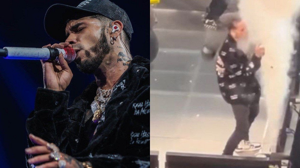 Anuel AA vuelve a “robarse el show”: Se le “voló el peluquín” en pleno concierto