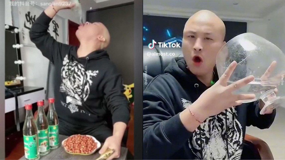 Tiktoker muere tras beber en una transmisión en vivo varias botellas de una potente bebida china