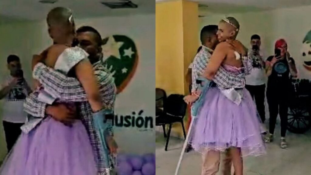 Quinceañera con cáncer baila con su padre