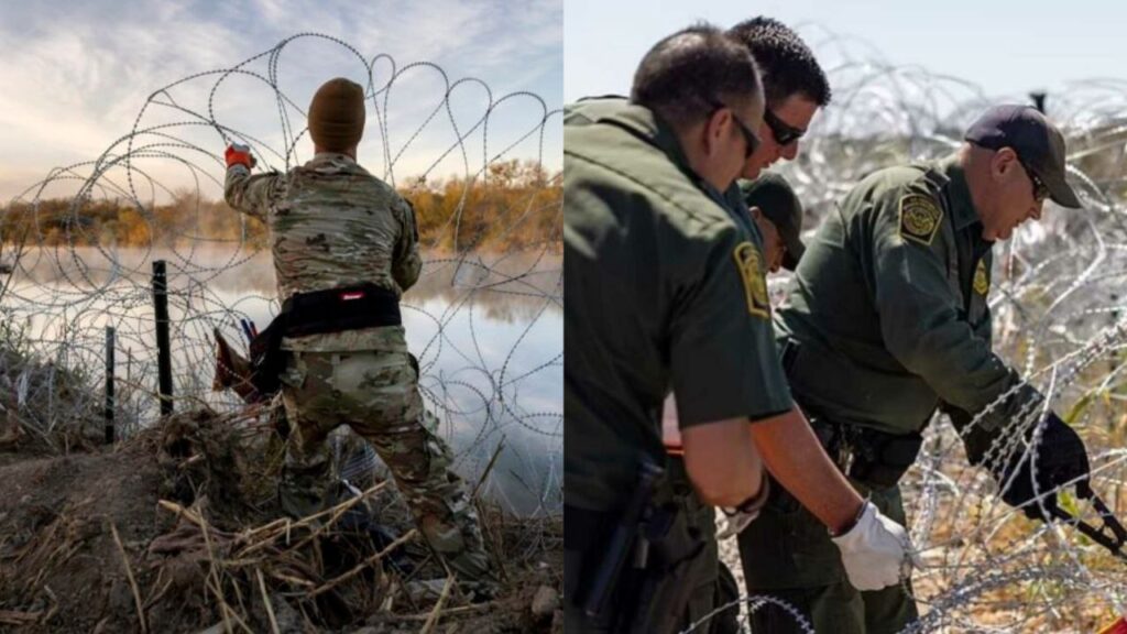 Retiran alambre de púas de la frontera entre México y EEUU