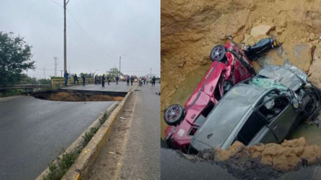 Se forma enorme cráter en un puente: Cuatro personas murieron