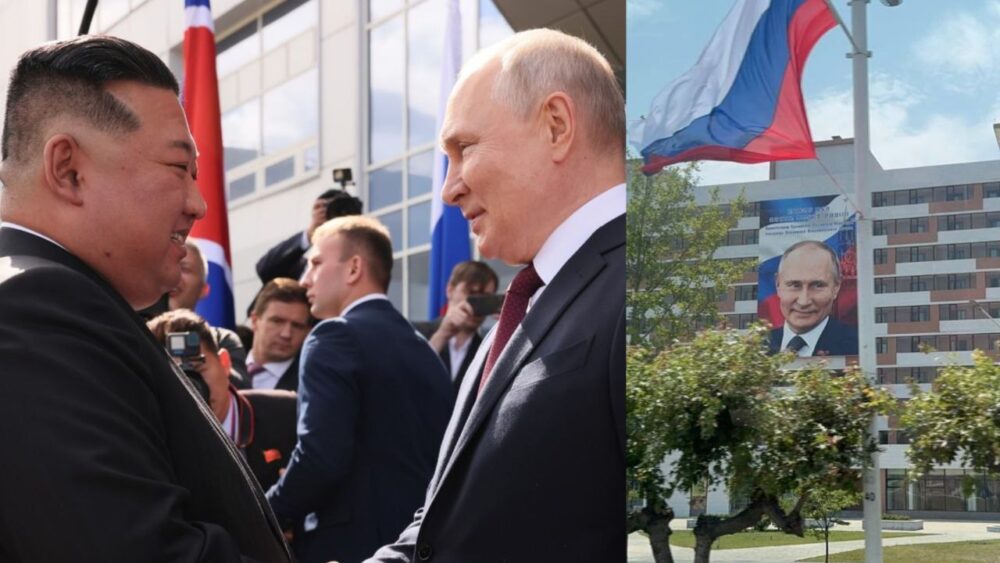 Corea del Norte recibe a Putin: Enormes fotografías del líder ruso adornaban la nación asiática