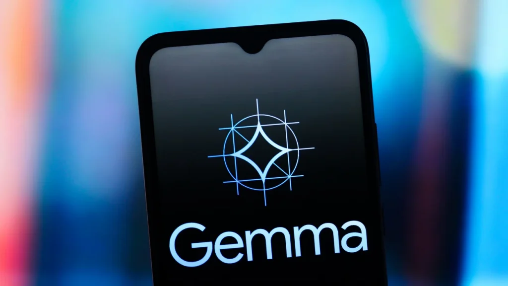 Interfaz de Google Gemma 4 código abierto ejecutándose en dispositivo local con modelo de inteligencia artificial