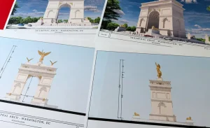 Trump usó imágenes del Arco Dorado en Washington, revela informe