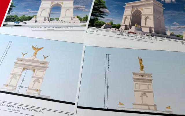 Trump usó imágenes del Arco Dorado en Washington, revela informe