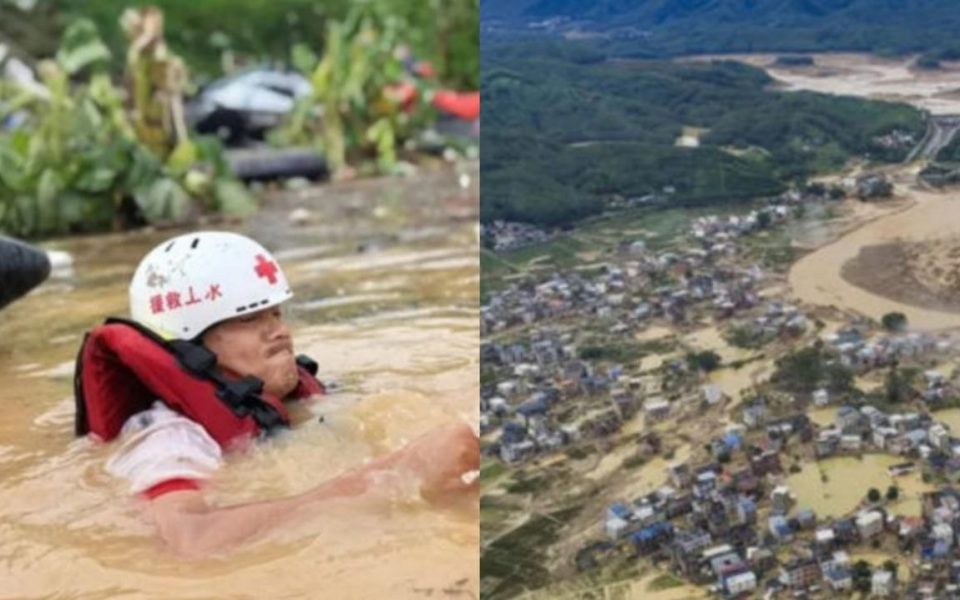 Lluvias torrenciales dejan invasión de serpientes en China 