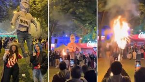 Un grupo de paraguayos quema a un muñeco de Mbappé 